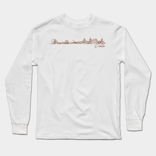 Dublin hand drawn skyline Long Sleeve T-Shirt by SerenityByAlex